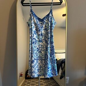 Morgan Taylor Blue and White Patterned Chemise Slip